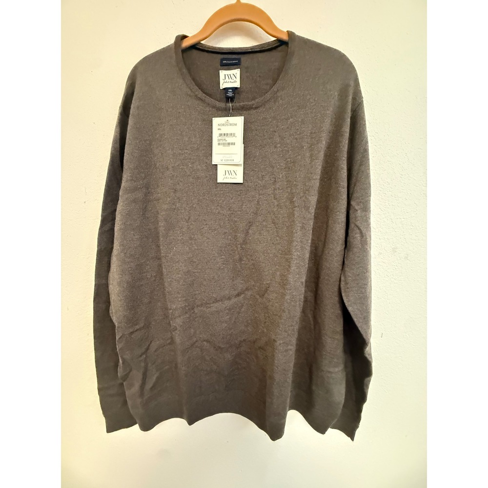 JWN John W Nordstrom XXL 100% Italian Merino Wool Crew Neck Sweater Gray NWT